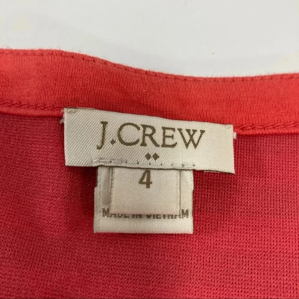 J. Crew Women's Size 4 Long Sleeve Striped Dress Pockets Navy/Coral